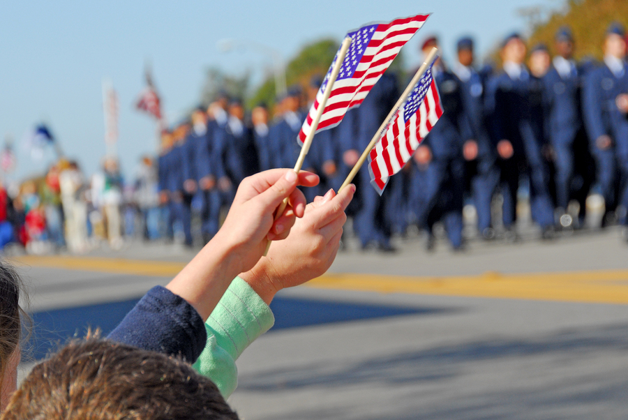 Flags at Veteran's Day Parade